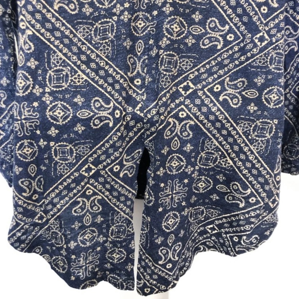 Lucky Brand Paisley Split Back Peasant Top Blue Sm - Picture 5 of 8